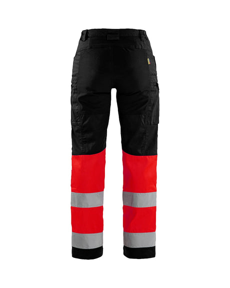 Blaklader Women's Hi-Vis Trousers with Stretch 7161 #colour_black-red-hi-vis