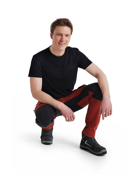 Blaklader Service Trousers with Stretch 14591845 #colour_burned-red-black