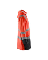 Blaklader Rain Jacket Hi-Vis Level 1 4324 #colour_red-hi-vis-black