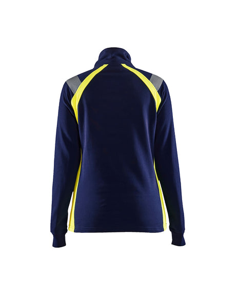 Blaklader Sweater Halfzip Women 3403 #colour_navy-blue-hi-vis-yellow