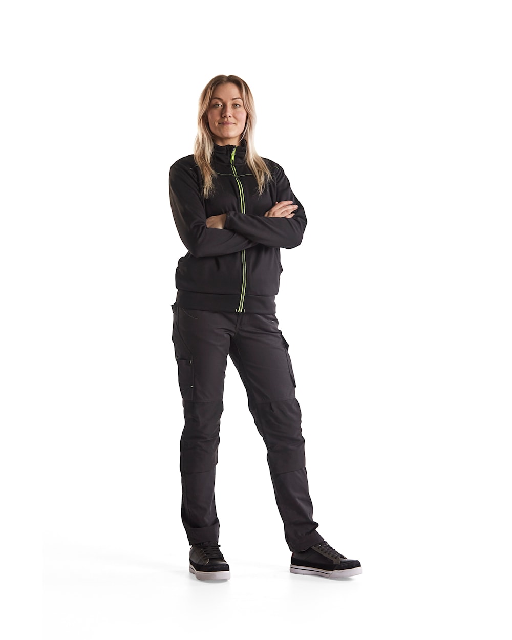 Blaklader Women's Service Trousers with Stretch 7195 #colour_black-hi-vis-yellow