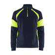 Blaklader Sweatshirt with Hi-Vis Panels 3550 #colour_navy-blue-hi-vis-yellow