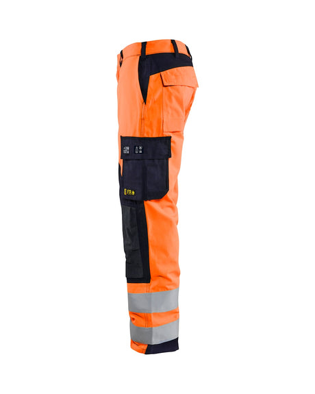 Blaklader Multinorm Inherent Trousers 1588 #colour_orange-navy-blue