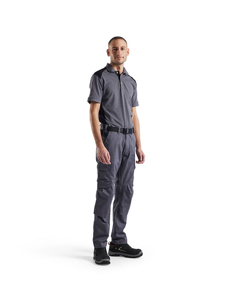 Blaklader Industry Trousers Stretch with Knee Pad Pockets 1448 #colour_mid-grey-black