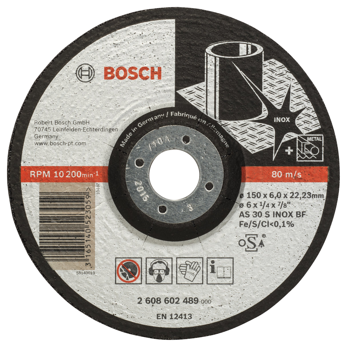 Bosch Professional Expert Inox Grinding Disc with Depressed Centre AS 30 S INOX BF, 150mm x 6.0mm