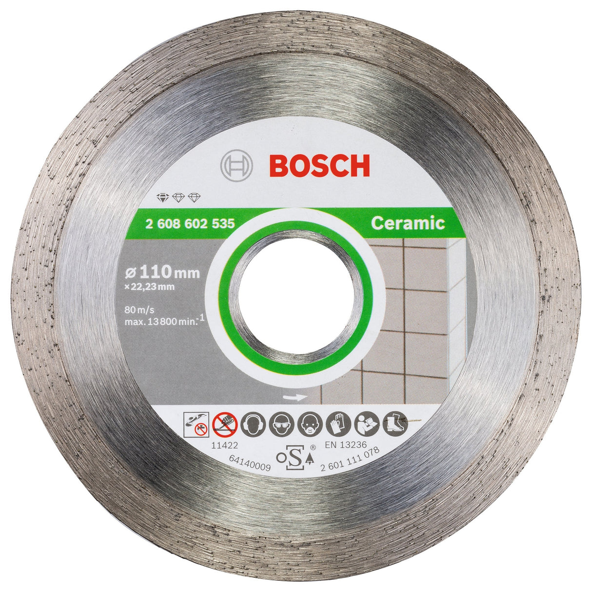 Bosch Professional Ceramic Diamond Cutting Disc - 110 x 22.23 x 1.6 x 7.5 mm - Standard