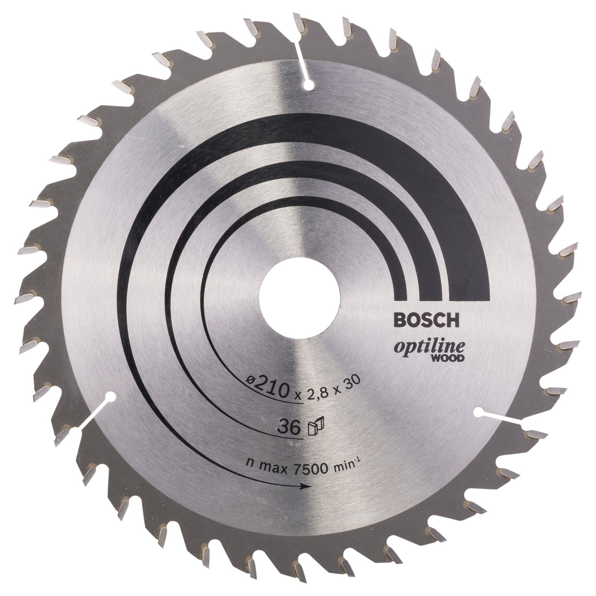 Bosch Professional Optiline Wood Circular Saw Blade - 210mm x 30mm x 2.8mm, 36 Teeth