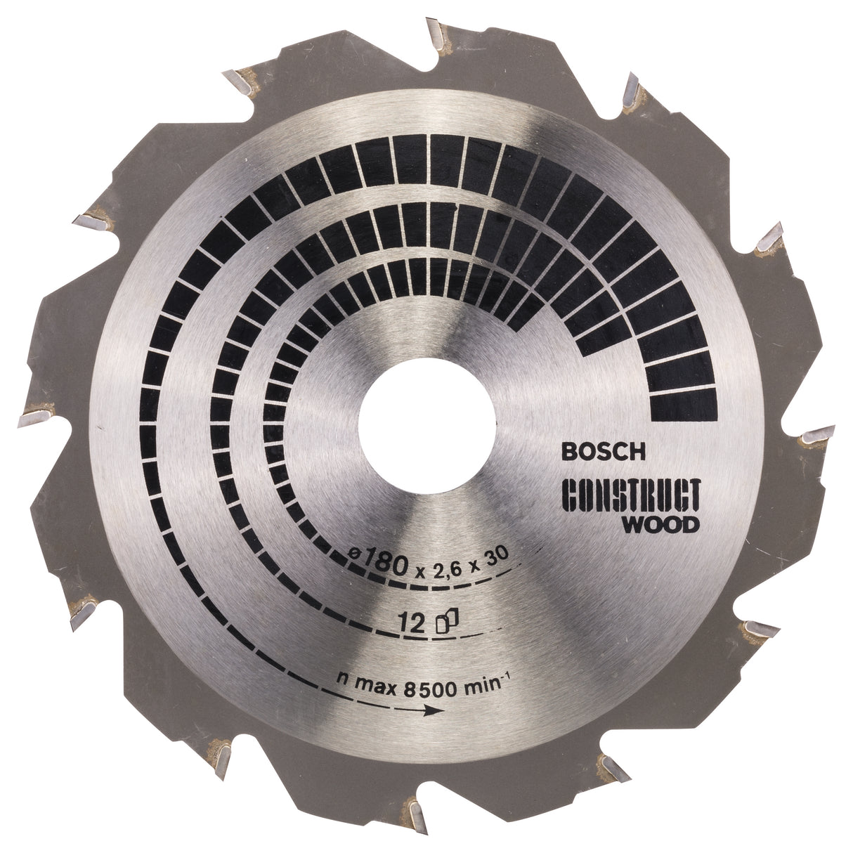 Bosch Professional Construct Wood Circular Saw Blade - 180mm x 30/20mm x 2.6mm, 12 Teeth