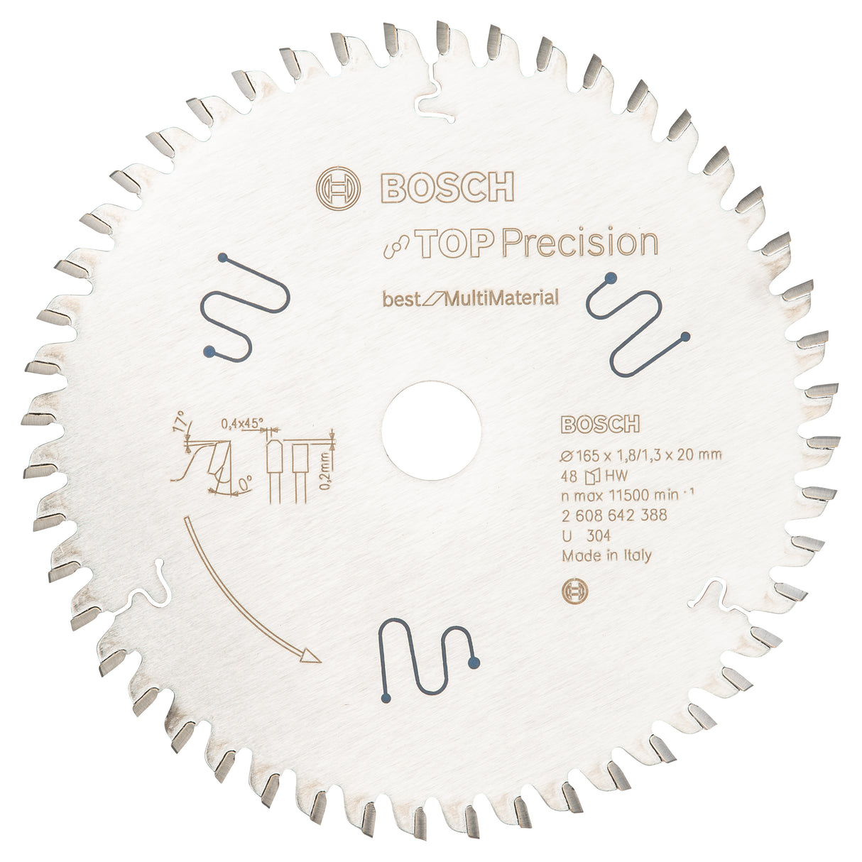 Bosch Professional Top Precision Multi Material Circular Saw Blade - 165 x 20 x 1.8 mm, 48 Teeth