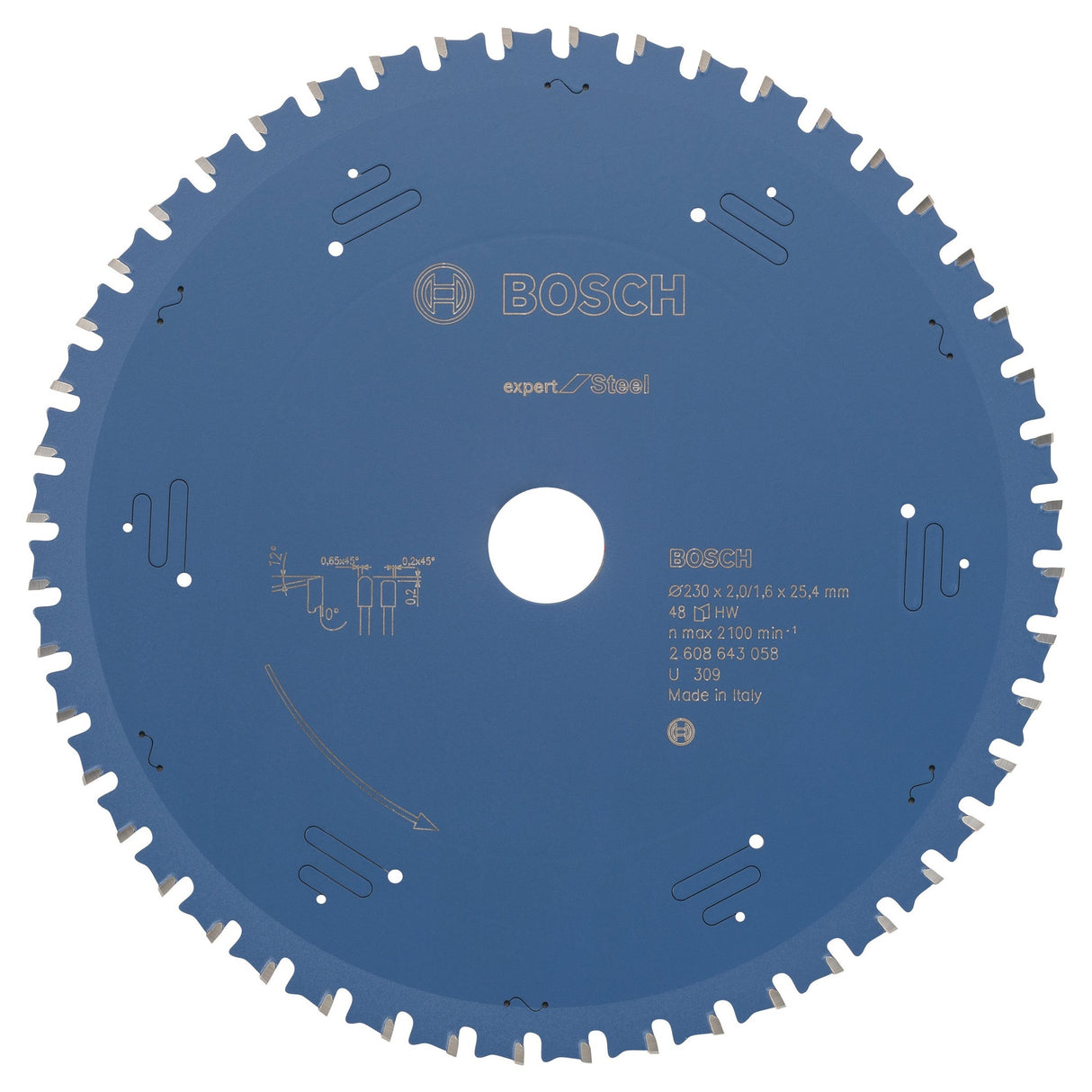 Bosch Professional Circular Saw Blade Expert for Steel - 230 x 25.4 x 2.0 mm, 48 Teeth