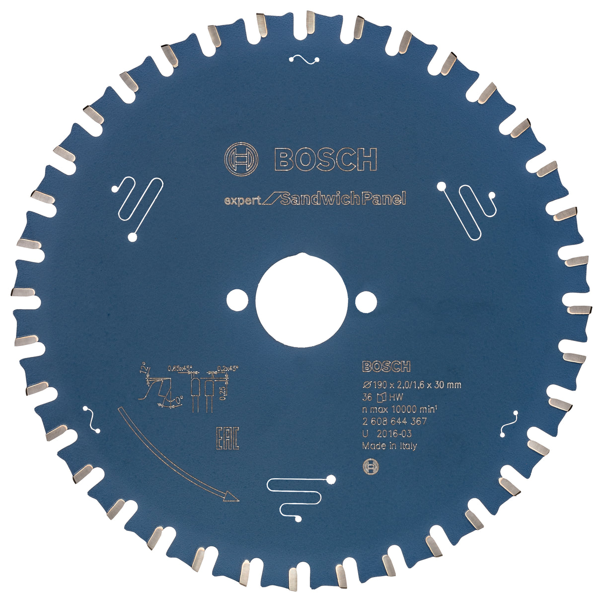 Bosch Professional Expert Circular Saw Blade for Hand Held Saws - Sandwich Panel, 190x30x2x36T