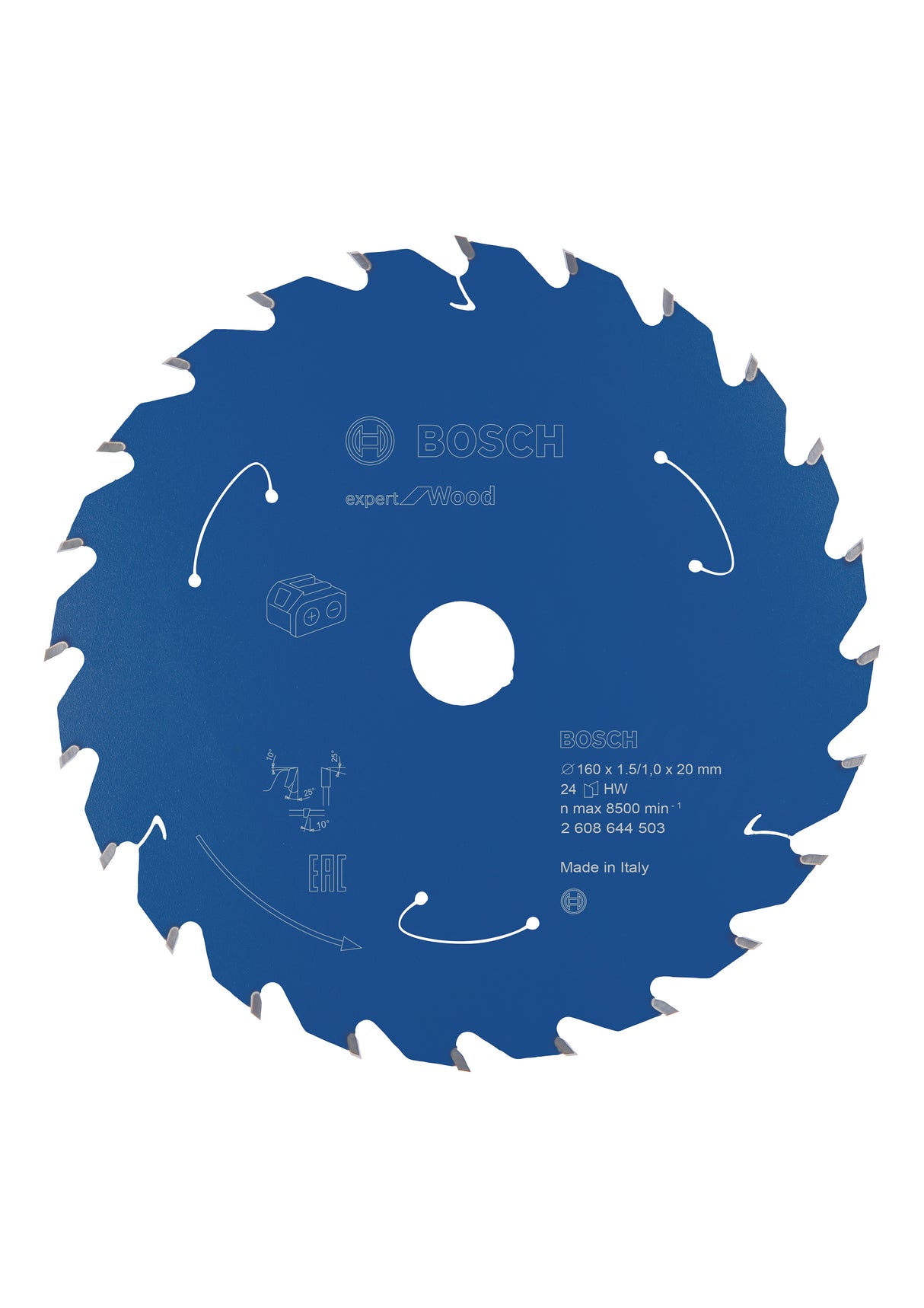 Bosch Professional Expert Circular Saw Blade for Cordless Saws - Wood, 160x1.5/1x20 T24