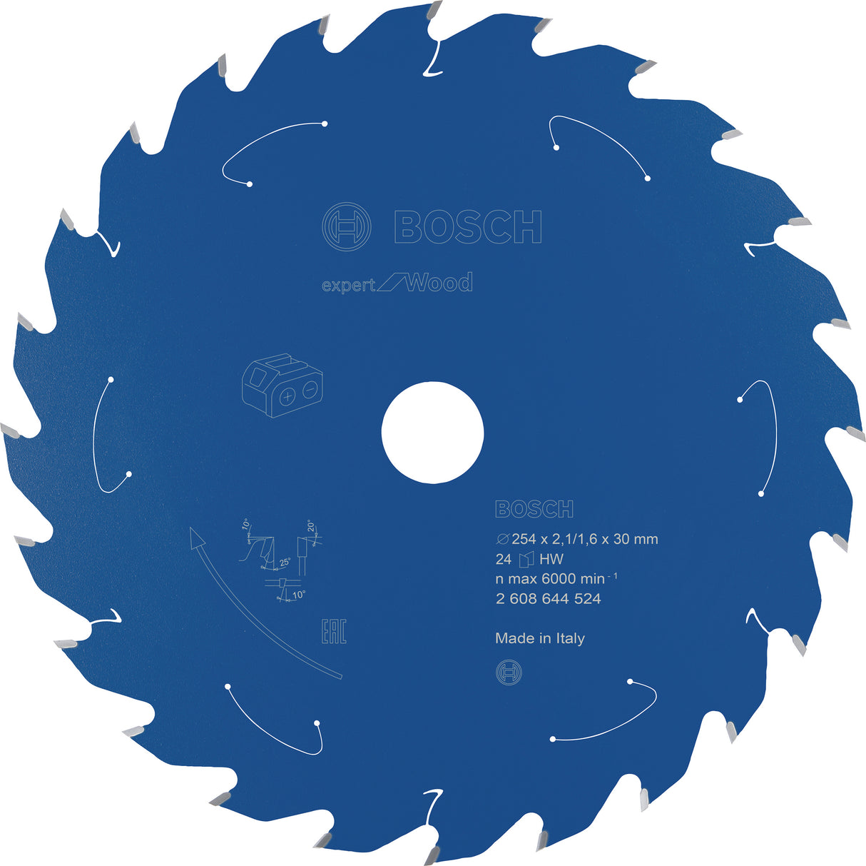 Bosch Professional Expert Circular Saw Blade for Wood - Cordless Saws - 254x2.1/1.6x30 T24