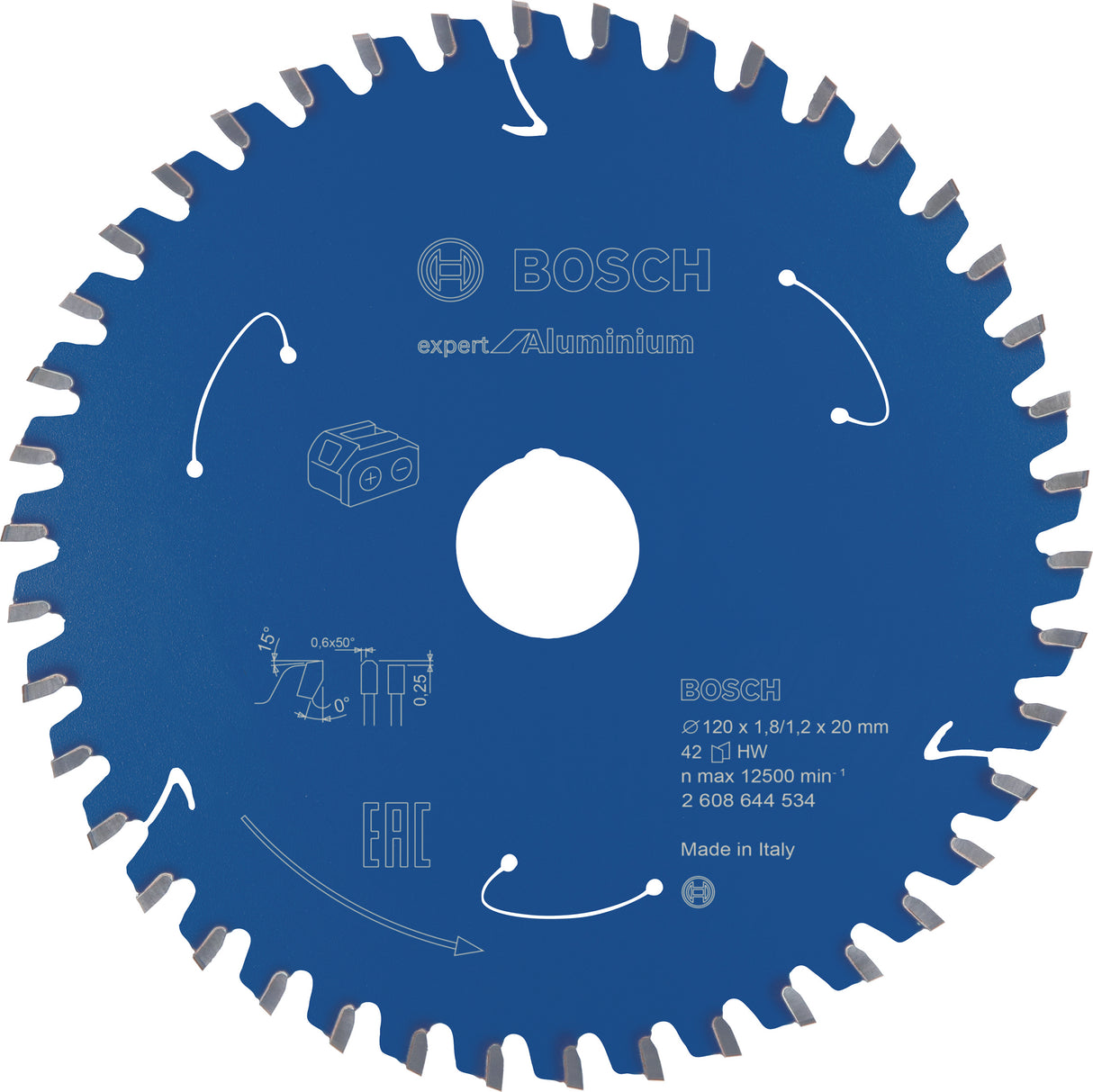 Bosch Professional Expert Aluminium Circular Saw Blade for Cordless Saws - 120x1.8/1.2x20 T42