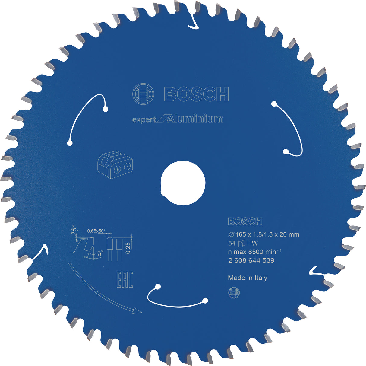 Bosch Professional Expert Circular Saw Blade for Cordless Saws - Aluminium, 165x1.8/1.3x20 T54