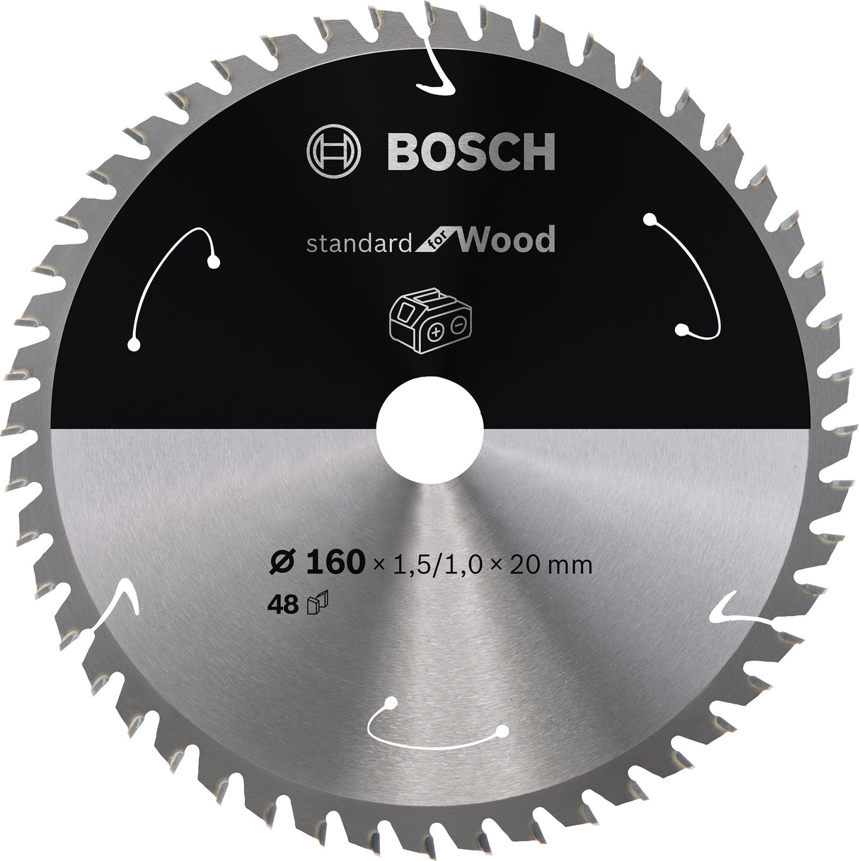 Bosch Professional Circular Saw Blade for Cordless Saws - Standard for Wood - 160x1.5/1x20 T48