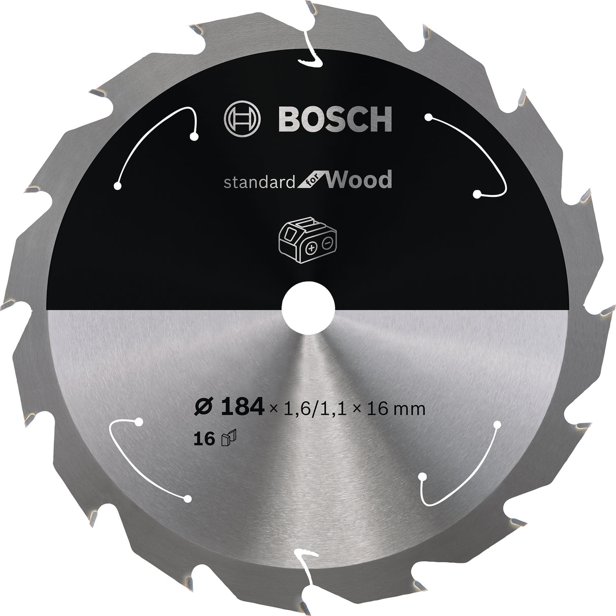 Bosch Professional Circular Saw Blade for Cordless Saws - Standard for Wood - 184x1.6/1.1x16 T16