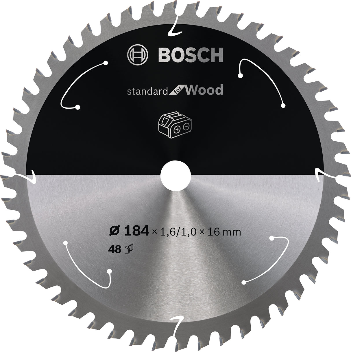 Bosch Professional Circular Saw Blade for Cordless Saws - Standard for Wood - 184x1.6/1x16 T48