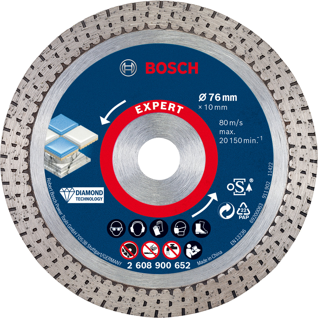 Bosch Professional HardCeramic Diamond Cutting Disc - 76mm x 1.9mm x 10mm