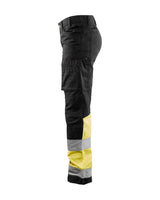 Blaklader Women's Hi-Vis Trousers with Stretch 7161 #colour_black-hi-vis-yellow