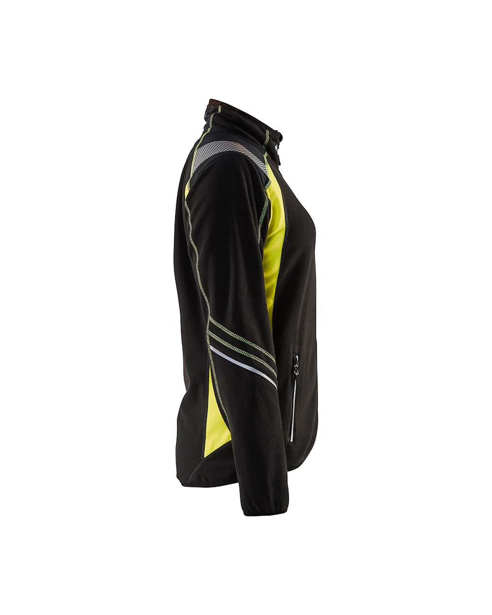 Blaklader Women's Microfleece Jacket 4973 #colour_black-hi-vis-yellow