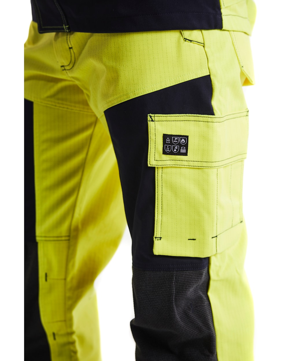 Blaklader Multinorm Craftsman Trousers 1578 #colour_hi-vis-yellow-navy-blue