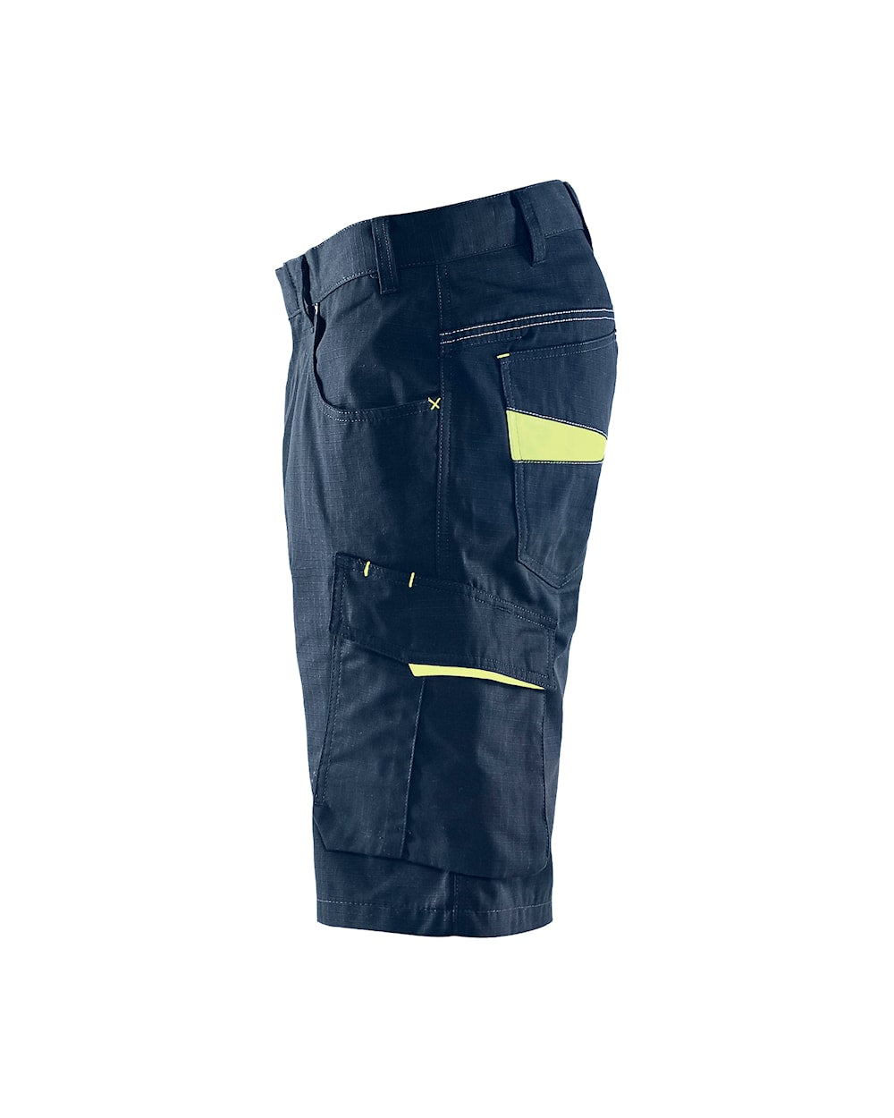 Blaklader Service Shorts 1499 #colour_dark-navy-blue-hi-vis-yellow