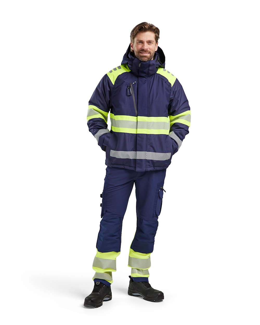 Blaklader Winter Jacket Hi-Vis 4480 #colour_navy-blue-hi-vis-yellow