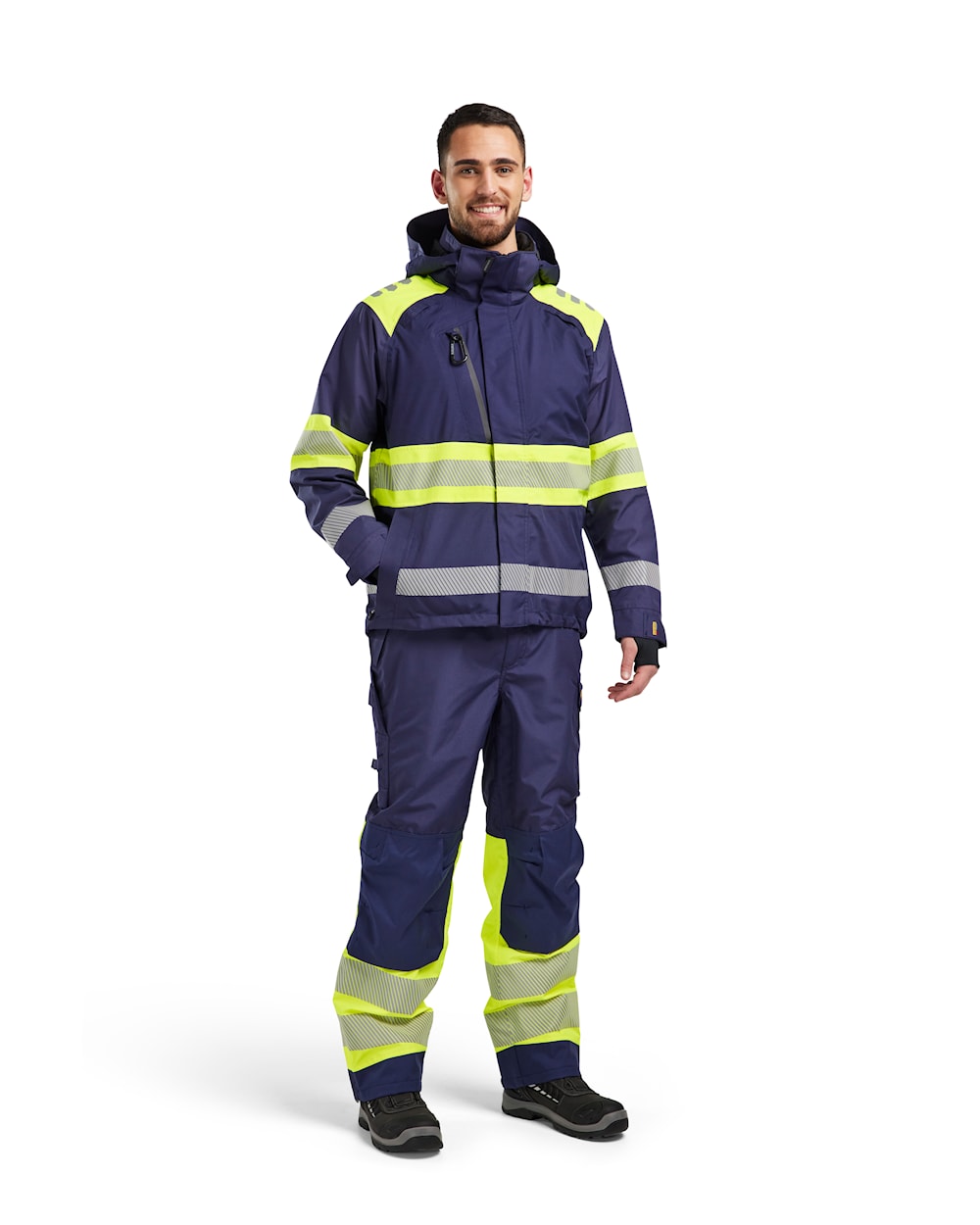 Blaklader Shell Jacket Hi-Vis 4420 #colour_navy-blue-hi-vis-yellow