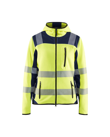 Blaklader Women's Hi-Vis Knitted Jacket 4967 #colour_hi-vis-yellow-navy-blue