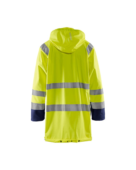 Blaklader Rain Jacket Hi-Vis Level 1 4324 #colour_hi-vis-yellow-navy-blue