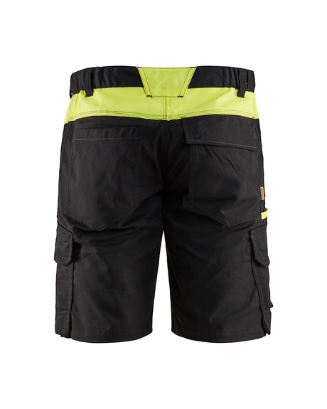 Blaklader Industry Shorts Stretch 1446 #colour_black-hi-vis-yellow