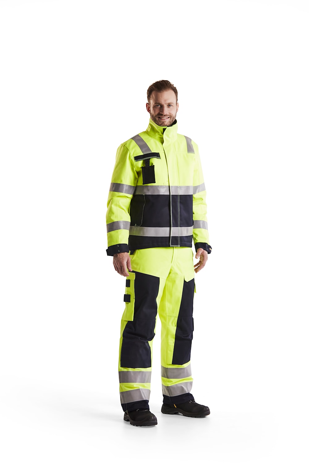 Blaklader Multinorm Winter Trousers 1868 #colour_hi-vis-yellow-navy-blue