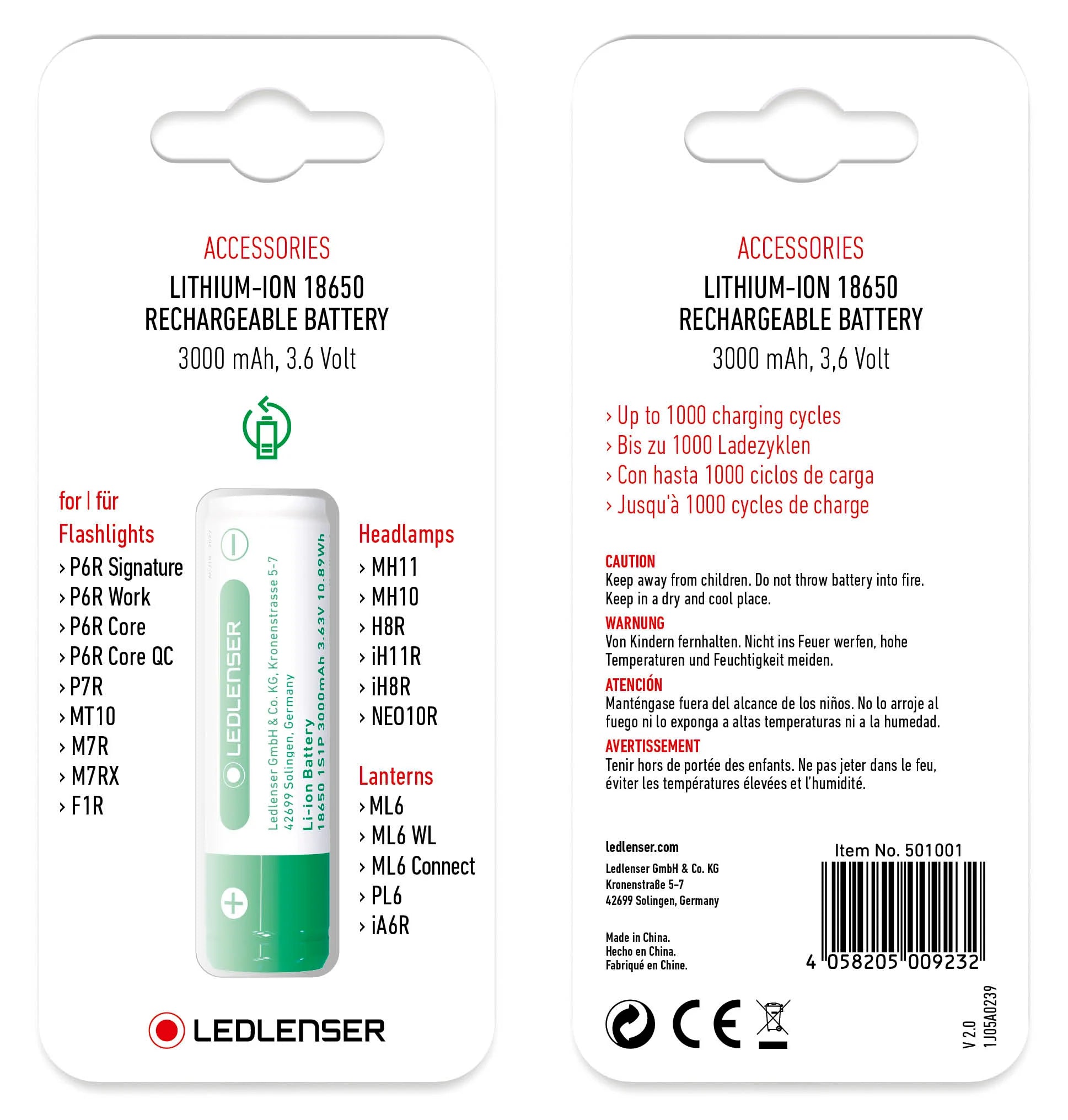 Ledlenser Li-Ion Rechargeable Battery 3000 mAh (18650)