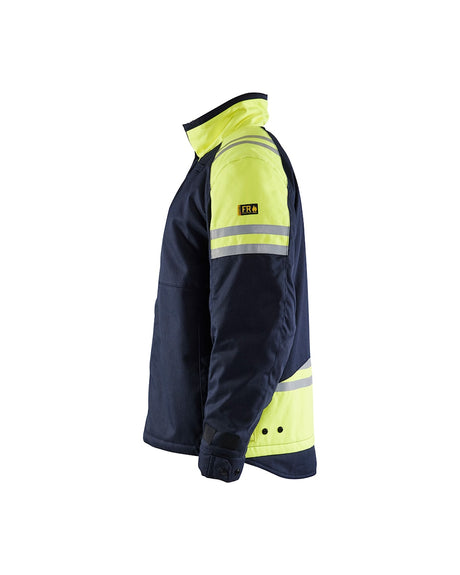 Blaklader Winter Jacket Inherent Steel 4515 #colour_navy-blue-hi-vis-yellow