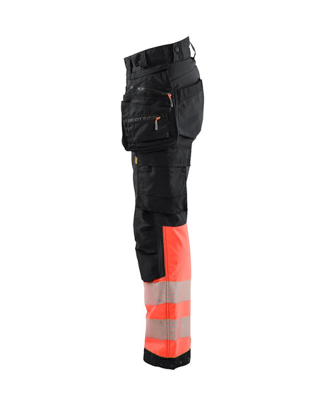 Blaklader Softshell Hi-Vis Trousers Women 7114 #colour_black-red-hi-vis