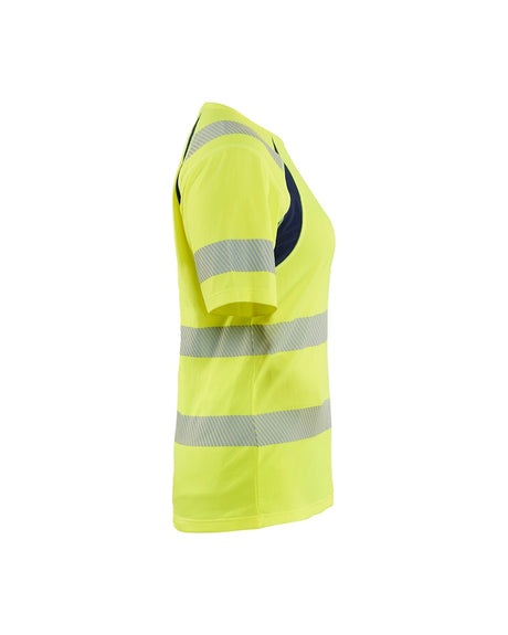 Blaklader T-Shirt Hi-Vis Women 3503 #colour_hi-vis-yellow-navy-blue