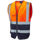 Leo Workwear LYNTON Leo EcoViz Superior Waistcoat - Hi-Vis Orange/Navy