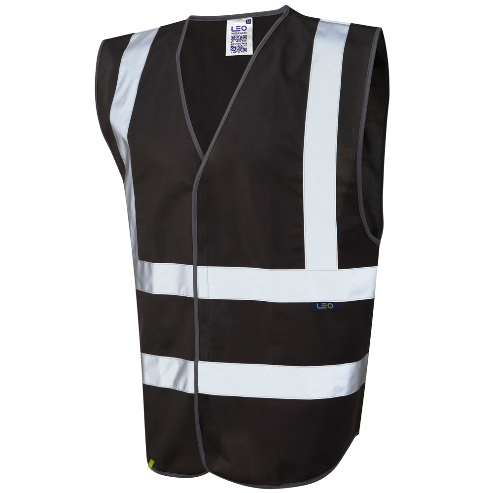 Leo Workwear PILTON Leo EcoViz Reflective Waistcoat - Black