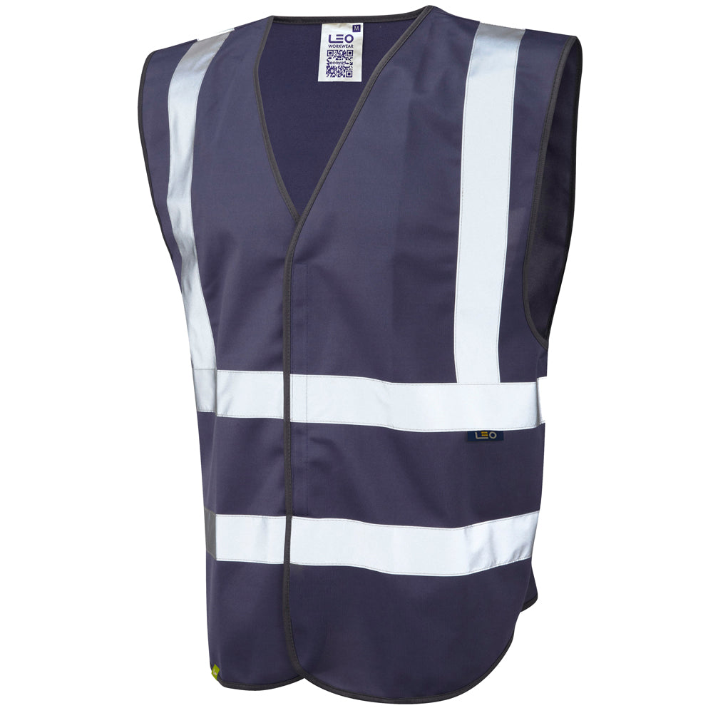 Leo Workwear PILTON Leo EcoViz Reflective Waistcoat - Navy