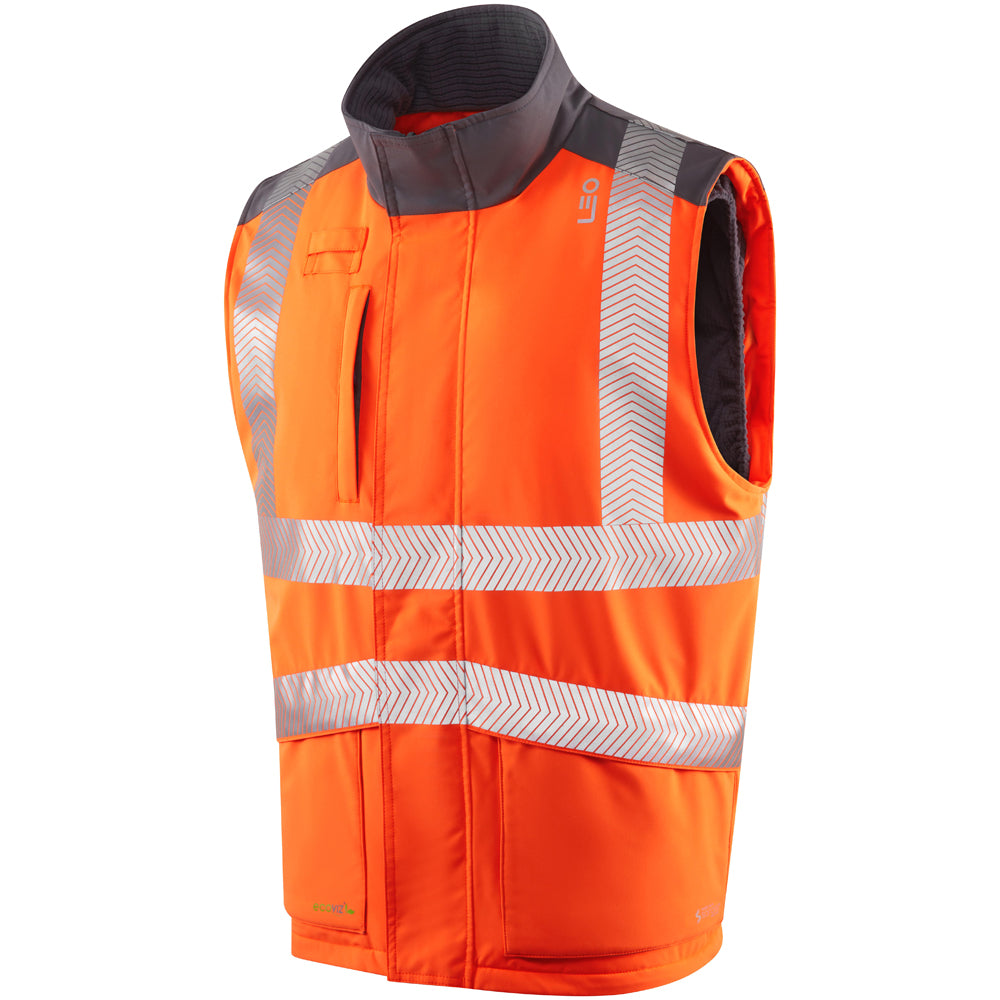 HALSINGER Leo EcoViz Performance+ Bodywarmer Hi Vis Insulated Work Gilet Interactive YKK Zip