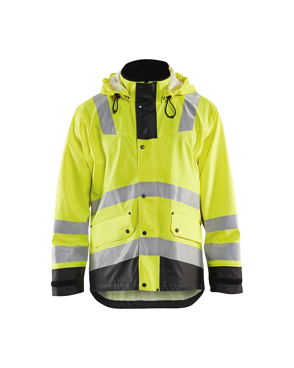 Blaklader Rain Jacket Hi-Vis Level 2 4302 #colour_hi-vis-yellow-navy-black