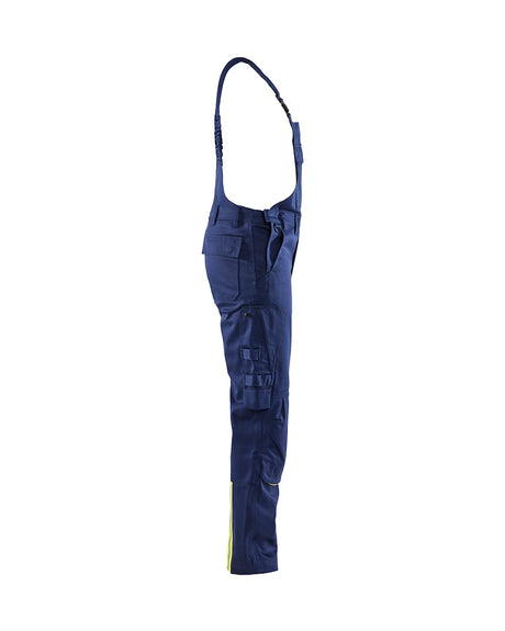 Blaklader Welding Bib Trousers 2601 #colour_navy-blue-hi-vis-yellow