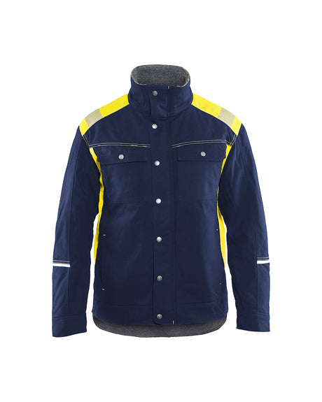 Blaklader Winter Jacket 4915 #colour_navy-blue-hi-vis-yellow