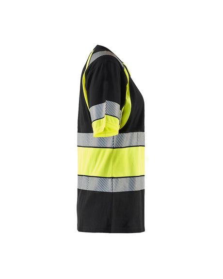 Blaklader Women's Hi-Vis T-Shirt 3410 #colour_black-hi-vis-yellow