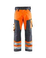 Blaklader Hi-Vis Trousers without Nail Pockets 1566 - Hi-Vis Orange/Mid Grey