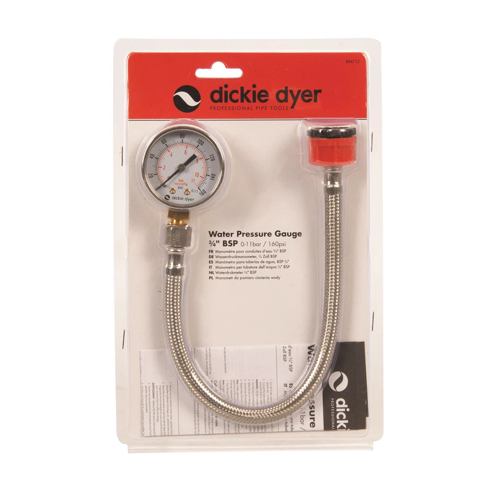 Dickie Dyer Water Pressure Gauge 3/4" Bsp