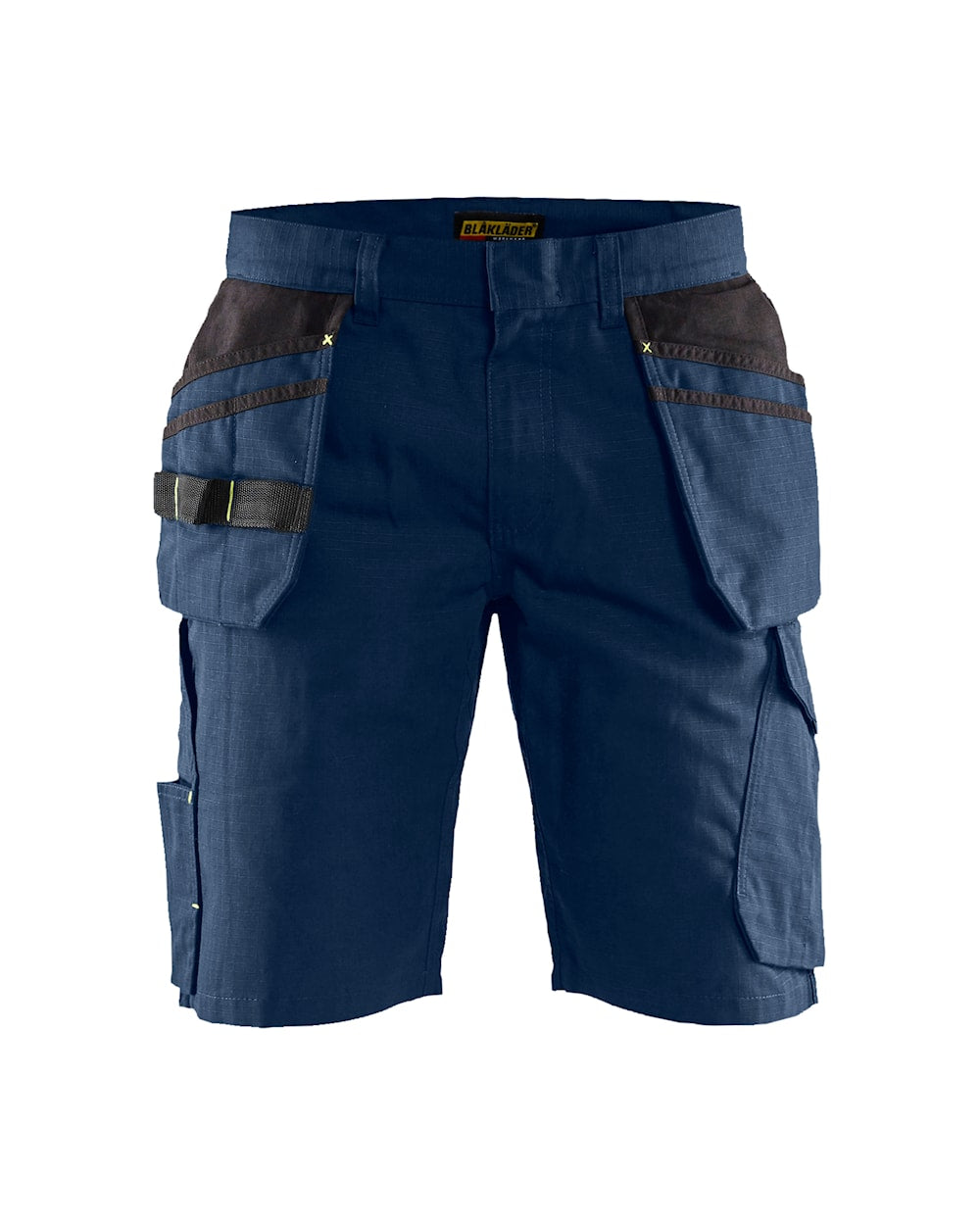 Blaklader Service Shorts with Nailpockets 1494 #colour_dark-navy-blue-hi-vis-yellow