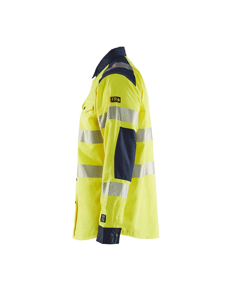 Blaklader Multinorm Shirt 3239 #colour_hi-vis-yellow-navy-blue