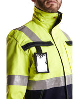 Blaklader Multinorm Jacket 4087 #colour_hi-vis-yellow-navy-blue